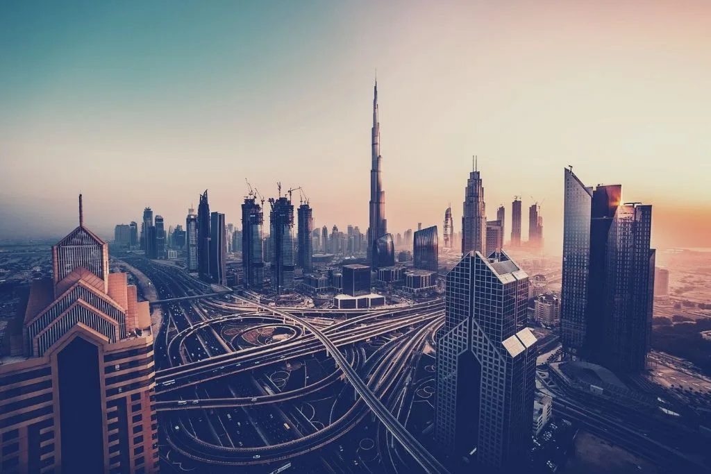 Photo panoramique de la ville de Dubai